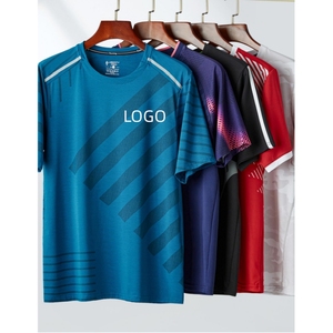 T-shirt de sport pour homme 100 % polyester, séchage rapide, respirant, imprimé numériquement, col, course à pied, personnalisé, entraînement, maillot de sport, vente en gros - Product Image 2