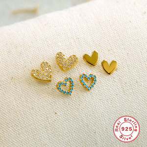 2021 S925 <b>Sterling</b> <b>Silver</b> Fashion Turquoise <b>Heart</b>-shaped All-match Stud <b>Earrings</b> for Women - Product Image 4