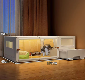 Entegre tuvalet düğmesi ile büyük uzay kapalı katı plastik kedi kafes küçük ev kedi yuva Villa kedi evi Pet mobilya - Product Image 3