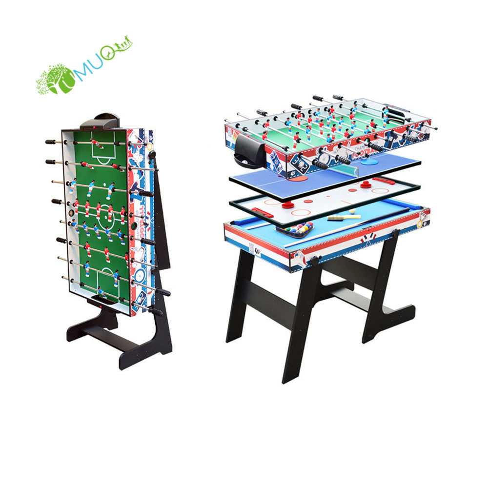 Набор для бильярдного стола YumuQ, 48 дюймов, 4 в 1, настольная игра для игры в футбол, настольный теннис, Хоккей с шайбой, для семейных комнатных игр