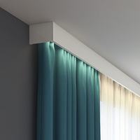 Boîtier de rideau moderne en aluminium à fixation au plafond avec double rail et éclairage LED