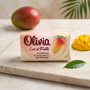 Mango Scented Moisturizing Bar <b>Soap</b> with Glycerin for Daily Hand and Body Care 140 g Olivia Love & Fruttis - Product Image 1