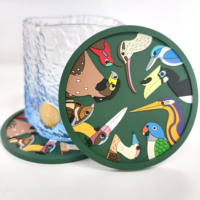 Sous-verres promotionnels personnalisés en PVC avec logo d'oiseaux de dessin animé, sous-verres ronds en caoutchouc, cadeaux d'affaires, sous-verres pour animaux
