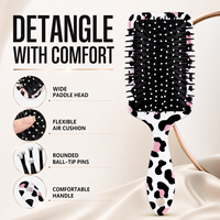 Brosse à cheveux en gros à imprimé léopard, brosse démêlante à coussin d'air pour massage du cuir chevelu pour femmes, logo personnalisé OEM ODM pour salon de coiffure