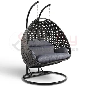 Patio Rotan Tuin Rieten Tuinmeubilair Dubbele Seater Outdoor Hangmat Ei Opknoping Schommel Stoel