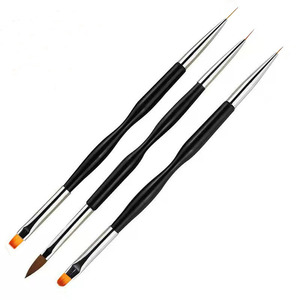 Juego de 3 pinceles de doble punta para decoración de uñas, diseño de flores, uso profesional, venta al por mayor - Product Image 1