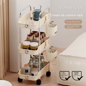 Chariot de rangement à quatre niveaux, type sol, PP + acier inoxydable, non pliable, utilisation maternelle, infantile, cuisine - Product Image 3