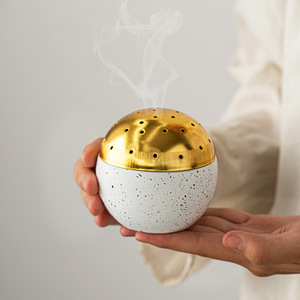 Quemador de Incienso Portátil Moderno, Creativo y Sencillo, de Lujo Ligero, con Base Esférica de Cemento para Uso Religioso - Product Image 4