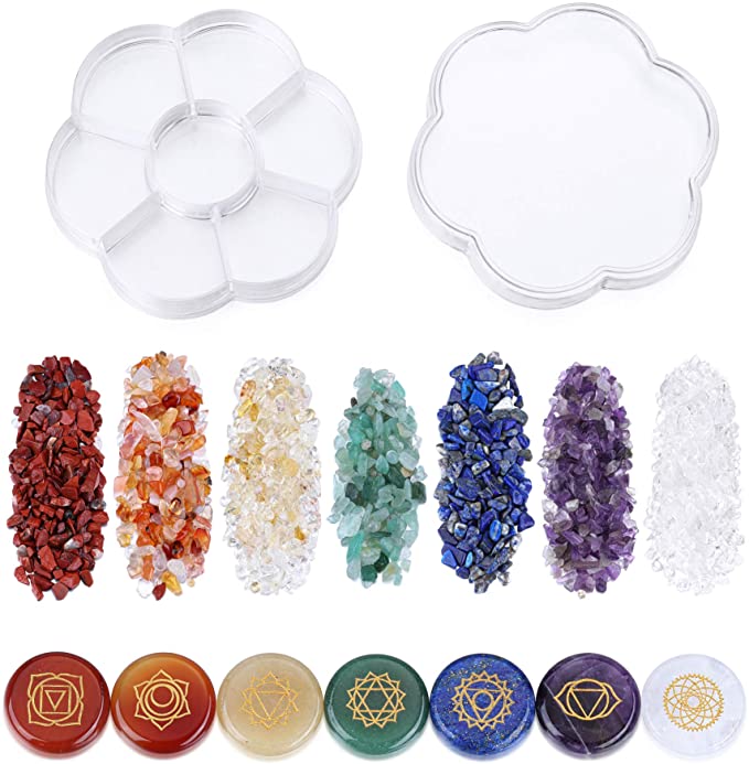 Natural Reiki Chakra Crystal Natural Stone Hexagonal Calcite Cry 並行輸入品 : HOUROCKY Chakra Crystal Healing Stones Gift Set
