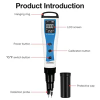 Testeur numérique de pH, EC et température, type stylo, étanche, avec écran ABS, pour tester l'acidité des aliments, du sol, de la pâte et de l'eau