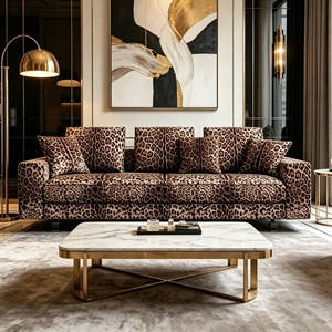 Lujo Minimalista con Tela de Estampado de Leopardo y Asientos Extra Grandes para una Sala de Estar Sofisticada Q Are You Trading C - Product Image 1