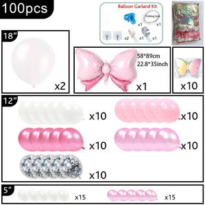 Confezione da 100 Pezzi di Palloncini Rosa Pastello Argento, Palloncini Bianchi, Palloncini a Forma di Papillon e Farfalle Laser per <span class=keywords><strong>Baby</strong></span> Shower Femminile - Product Image 2