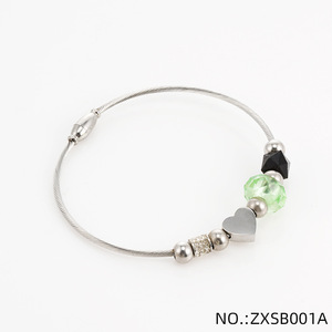 Stainless Steel Heart <b>Shape</b> Color <b>Block</b> Bracelet With Rhinestones For Women Gift Jewelry - Product Image 3
