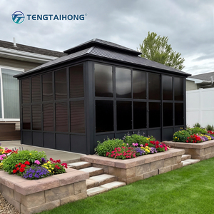 Outdoor Waterproof UV Resistant Aluminum <strong>Gazebo</strong> 12*12 Pavilion Insect Proof PC Panel Sunroom <strong>for</strong> Backyard <strong>Patio</strong> Living - Product Image 1