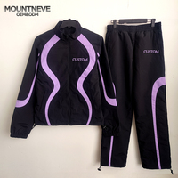 Survêtement Manches Longues Zipper Veste Manteau Sport Survêtement Shorts Pantalon Ensemble Gym Jogger Logo Personnalisé Deux Pièces Patchwork Nylon