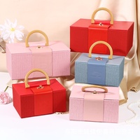 Boîte cadeau élégante, portable, personnalisable, avec poignée, pour mariages, vernis à ongles, huile et blush, emballage cosmétique