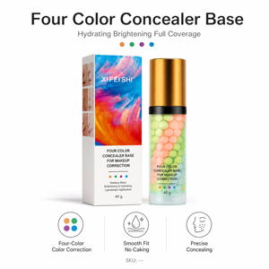 คอนซีลเลอร์สี่สี XI <span class=keywords><strong>FEI</strong></span> SHI เมคอัพเบสปรับสีผิว ไพรเมอร์บำรุงผิวให้ชุ่มชื้น ปรับผิวให้กระจ่างใส รองพื้น OEM ODM ขายส่ง - Product Image 1