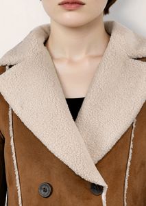 Trench in Shearling da donna alla moda Mustang lungo, marrone camoscio <span class=keywords><strong>con</strong></span> rifiniture in lana, <span class=keywords><strong>cappotto</strong></span> invernale alla moda - Product Image 5