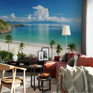 Papier peint mural 3D tropical palmier plage, moderne, imperméable, autocollant, pour chambre, salle de bain, hôtel, <span class=keywords><strong>spa</strong></span> - Product Image 1