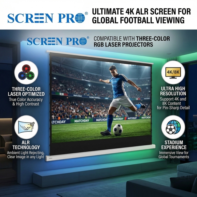 Worldup 84"~150" Anti Laser Speckle HD Grey ALR Thin Fixed Frame RGB FZ-3C ISO9001 Certified Projection Screen for Home Theater