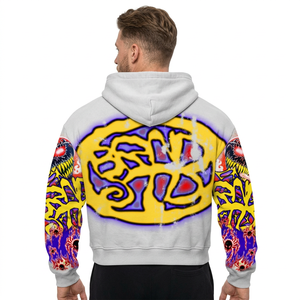 Men's White <b>Hoodie</b> Graffiti Back Print Hip Hop Streetwear Skull Spider Pattern <b>Summer</b> OEM Service Breathable 100% Cotton - Product Image 6
