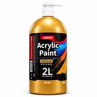 Peinture acrylique dorée 2L avec pompe distributrice, couleur acrylique pour artistes pour toile et art mural, fournitures de peinture artisanale DIY, en vrac