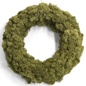 New arrival sage green preserved moss foam garland natural decoration hanging ornament moss wreath