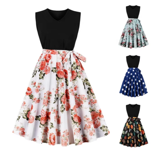 Robe d'été pour femmes, robe décontractée à pois, élégante, rétro, vintage, années 50, années 60, robe femme, rockabilly, <span class=keywords><strong>pin</strong></span>-<span class=keywords><strong>up</strong></span>, vêtements personnalisés de marque - Product Image 1