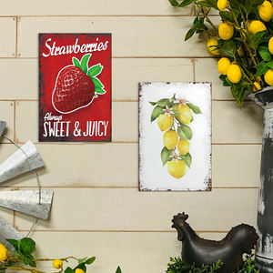 Ensemble de panneaux métalliques vintage fruits fraise citron, décoration murale rétro pour la maison, la cuisine, la ferme et le café - Product Image 4