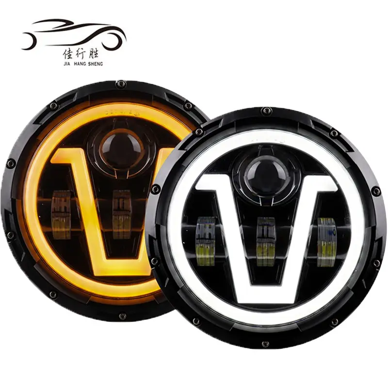 Auto Car Light Accessories 7inch Round Led Headlight Hi Low Beam Halo Angle Eye DRL Headlamp for Jeeps Wranglers Offroad SUV 12V