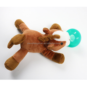 热销马牛造型幼儿奶嘴悬挂动物毛绒玩具硅胶奶嘴 - Product Image 3