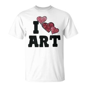Camiseta I Love Art con diseño artístico divertido de corazones para profesores de arte - Product Image 1