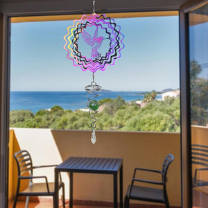 Venta al por Mayor de Molinillos de Viento Metálicos con Cola en Espiral, Esculturas de Viento 3D, Campanas de Viento Colgantes para Decoración de Jardín, Patio y Exteriores - Product Image 4