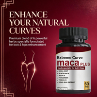 Complément Naturel Maca Plus Extreme Curve pour la croissance des fesses et des hanches, Racine de Maca, Maca Noire, Aguaje, 60 Capsules Végétales OEM