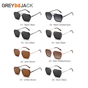 Lunettes de soleil polarisées Greyjack, monture en métal noir, protection UV400, design carré unisexe, type 3, verres TAC - Product Image 4