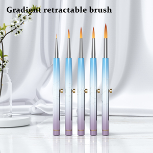 Lot de 5 pinceaux ronds en acrylique pour aquarelle, manche en plastique, pour artistes, vente en gros - Product Image 1