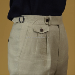 <span class=keywords><strong>Pantaloni</strong></span> 2025 da uomo con tasche Casual in lino tinta unita bianco grigio <span class=keywords><strong>pantaloni</strong></span> taglie forti 3xl traspirante impermeabile con cerniera elegante - Product Image 4