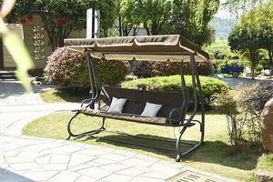 Dondolo da Giardino Personalizzato <span class=keywords><strong>per</strong></span> Esterni con Tettuccio, 3 Posti, Sedia a Dondolo Sospesa <span class=keywords><strong>per</strong></span> Veranda e Cortile, Ideale <span class=keywords><strong>per</strong></span> il Relax - Product Image 3