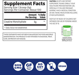 Suppléments nutritionnels OEM Optimum poudre de créatine pré-entraînement 5000mg poudre de monohydrate de créatine micronisée en vrac 100 portions - Product Image 3