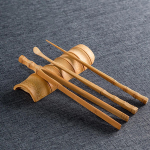 Juego de té de bambú, juego de té de cuatro piezas con diseño de bambú, accesorios para el juego de té de los seis caballeros, aguja para té, artesanías de bambú Anji - Product Image 1