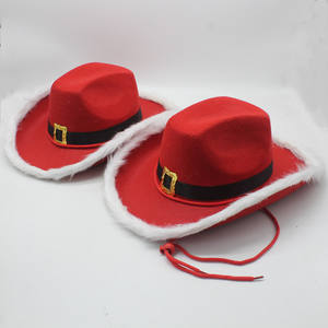 Kerstmis Western Cowboyhoed voor volwassenen, feest, cosplay, kostuum, feestdagen, Kerstman, optreden, hoed op maat, vilt cowboyhoed - Product Image 3