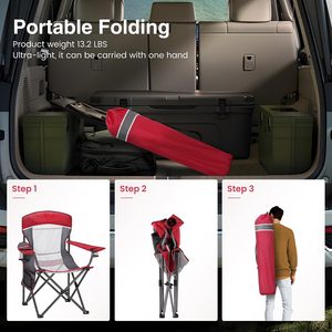 Chaises de camping pliantes écologiques en métal léger avec porte-gobelet et accoudoirs, chaise de plage pour touristes, randonnée - Product Image 3