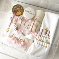 Boîte de baptême en acrylique transparente personnalisée, boîte de baptême en acrylique, boîte cadeau pour vêtements de bébé avec couvercle, logo personnalisé