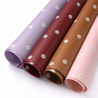 Papier d'emballage de luxe pour bouquet de fleurs, imperméable en PVC double face, motif floral rose, 57x57cm