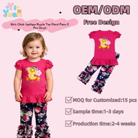 Ensemble deux pièces pour filles avec leggings à appliques florales, personnalisable, idéal pour les journées printanières ensoleillées et les douces journées d'automne