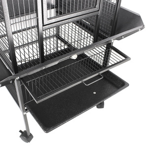 Vente en gros à bas prix, grand espace en acier inoxydable noir, métal extérieur de la maison, animaux de compagnie, oiseaux, perruches, perroquets, Cage, vente en gros avec roues - Product Image 2