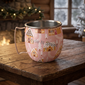 Vaso Térmico de Acero Inoxidable con Asa, Diseño de Casa de Dibujos Animados, para Viajes - Product Image 3