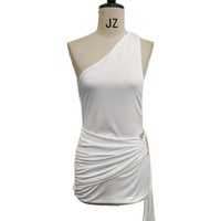 Robe moulante dos nu pour femme avec boucle de taille en métal, idéale pour les soirées en boîte de nuit et la mode