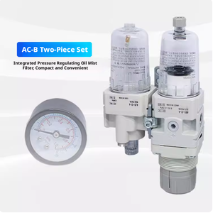 Unidad de Tratamiento de Aire FRL AC20 AC30 AC40-02 03 04D-B, Tres Unidades, Filtro, Regulador, Lubricador, Drenaje Automático, Neumática - Product Image 2
