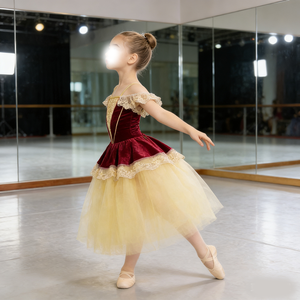 Vestido <span class=keywords><strong>de</strong></span> <span class=keywords><strong>Ballet</strong></span> Brillante para Niñas, Traje <span class=keywords><strong>de</strong></span> Actuación, Falda con Volumen Estilo Barroco, Vestido Largo, Atuendo para Actuaciones, Ropa <span class=keywords><strong>de</strong></span> Escenario - Product Image 3